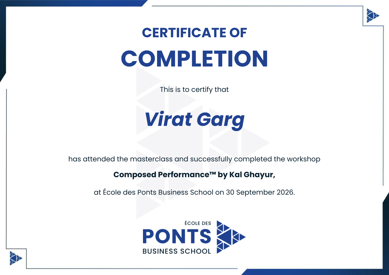 Virat Garg — Certificate of Completion
